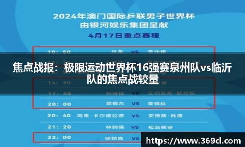 焦点战报：极限运动世界杯16强赛泉州队vs临沂队的焦点战较量